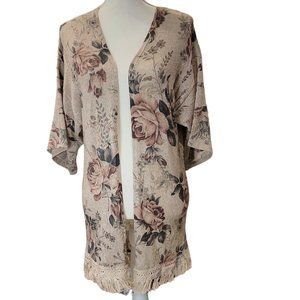 Charlotte Russe Floral Beige Cardigan